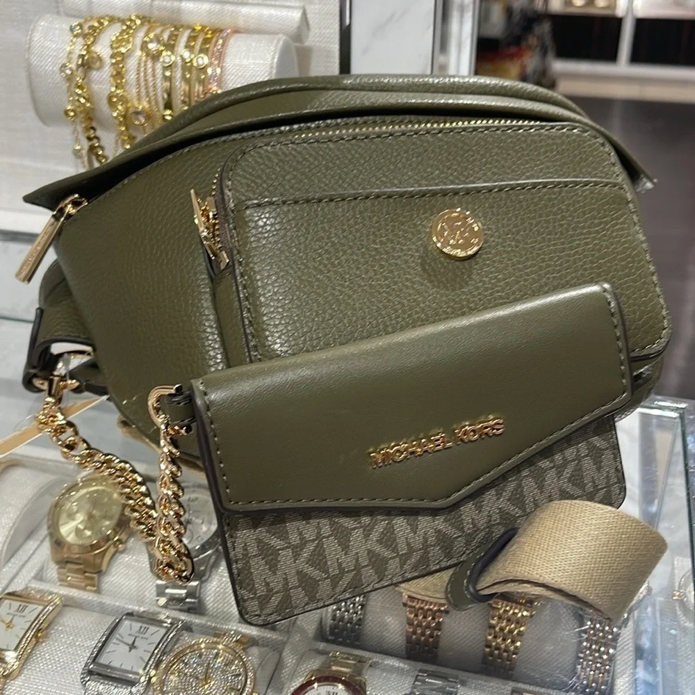 Michael Kors Maisie Lg Pebbled Leather 2-in-1 Sling Waist Bag Fanny Pack Crossb